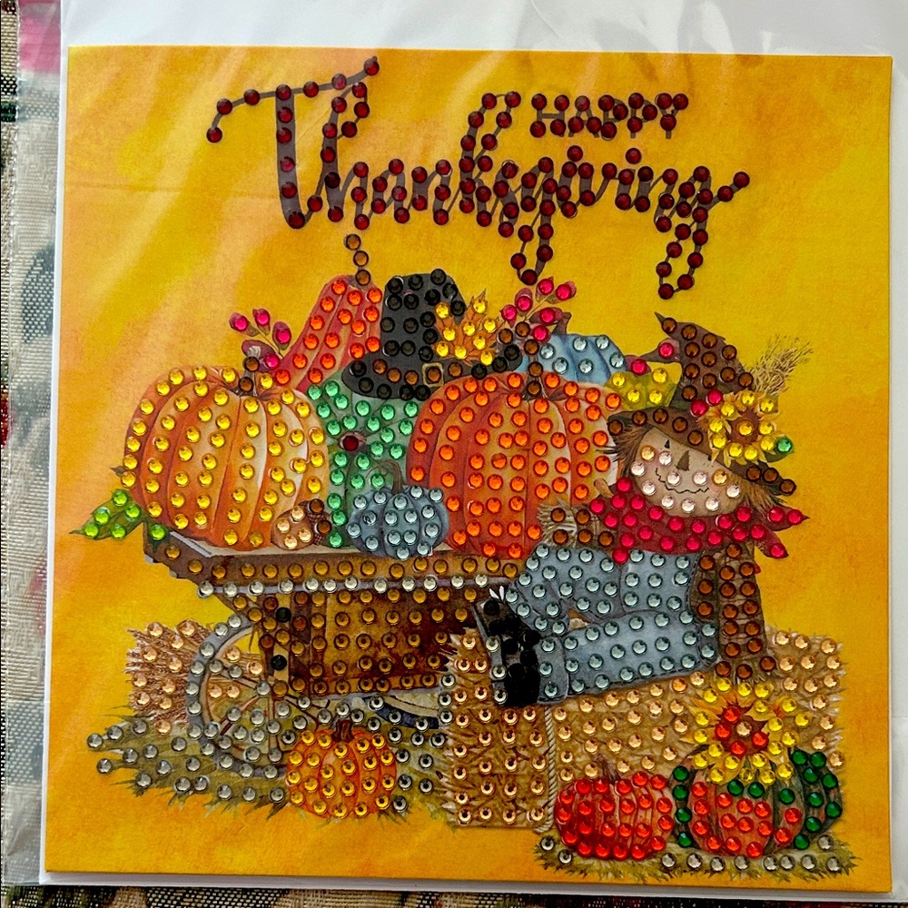 Thanksgiving Diamond Art pair if blank greeting cards: hand-made.